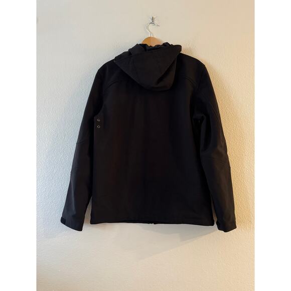 Guess Men's Soft Shell Hooded Jacket Size S Black Full Zip Long Sleeve Pocket - Picture 3 of 10